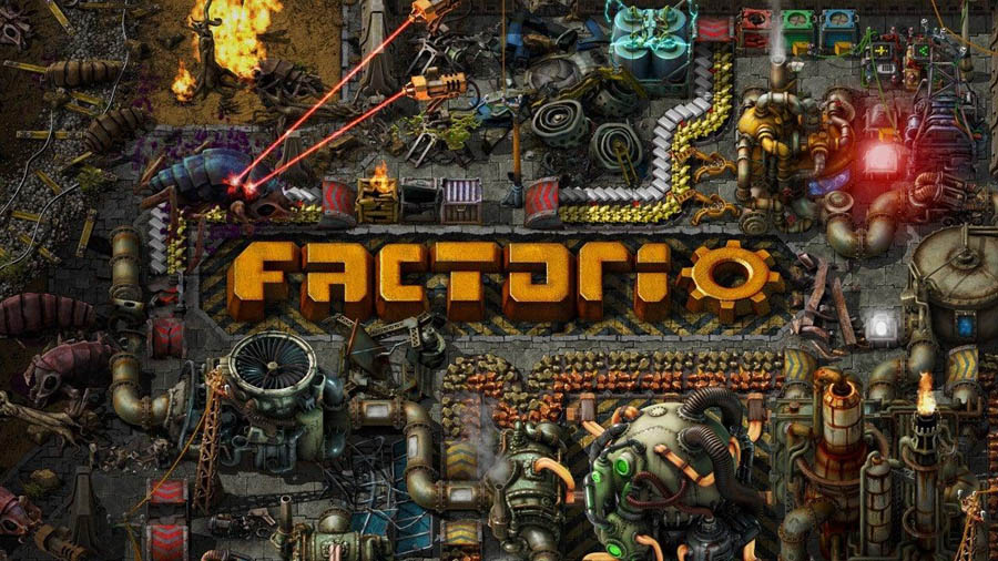 A wallpaper of Factorio, one of the best time management games for Mac.