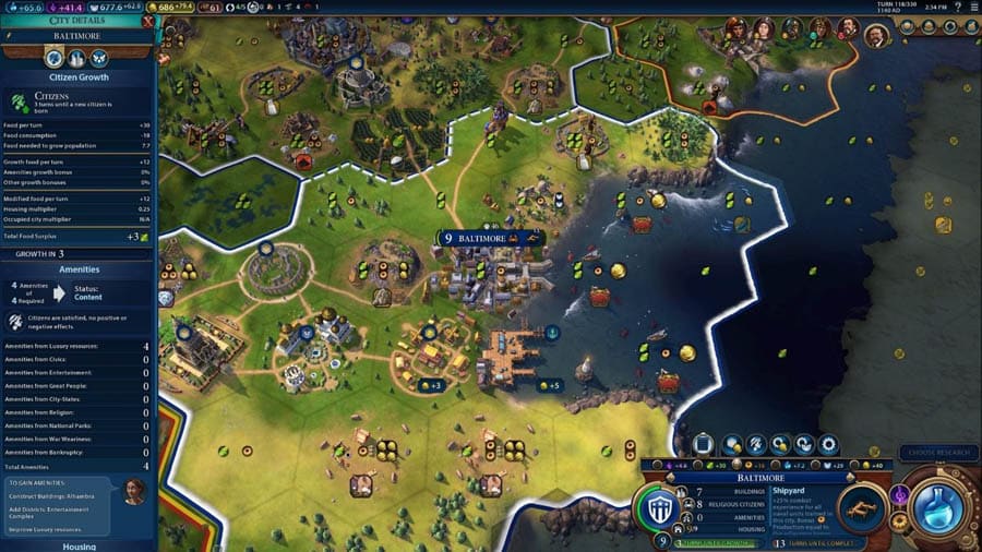 A picture of Civilization VI, one of the best time management games for PS5.