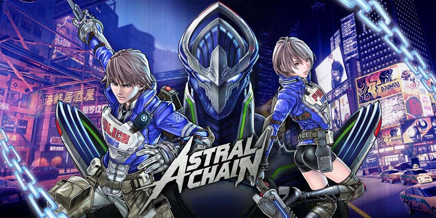 A wallpaper of Astral Chain, one of the best Alien games for Switch.