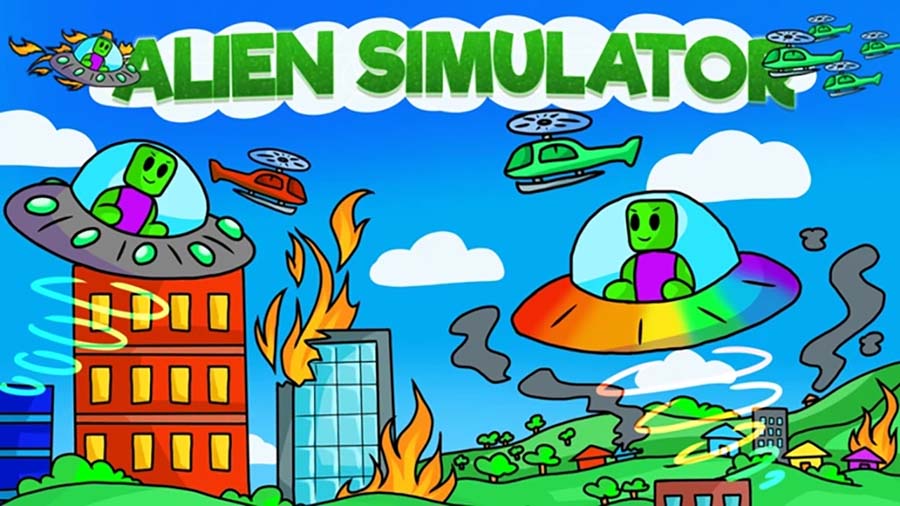 A wallpaper of Alien Simulator, one of the best Alien games for Roblox.