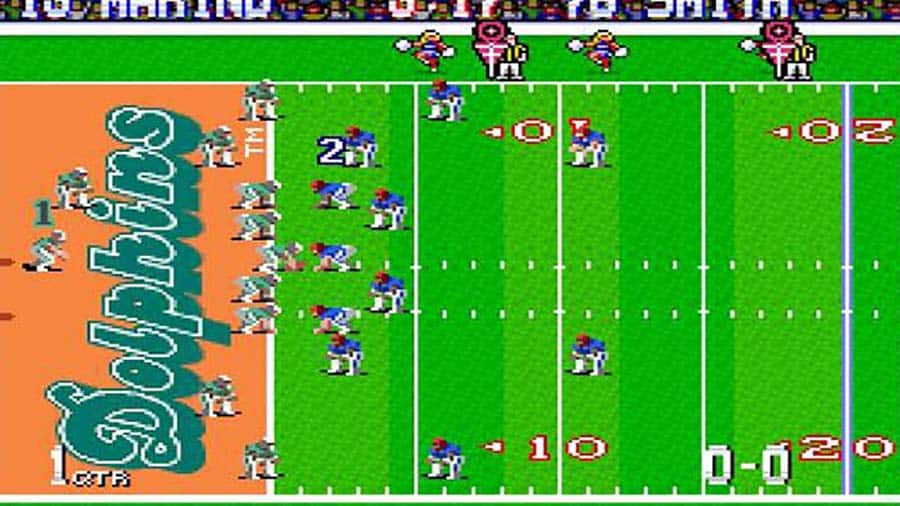 A wallpaper of Tecmo Super Bowl, one of the best American Football games for Chromebook.