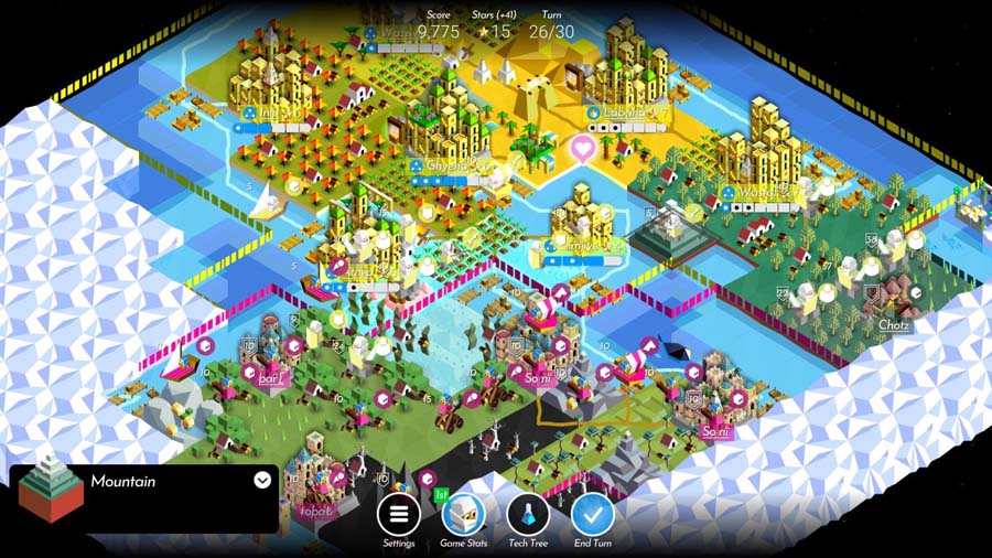 A wallpaper of Polytopia, one of the best civilization games for Chromebooks.