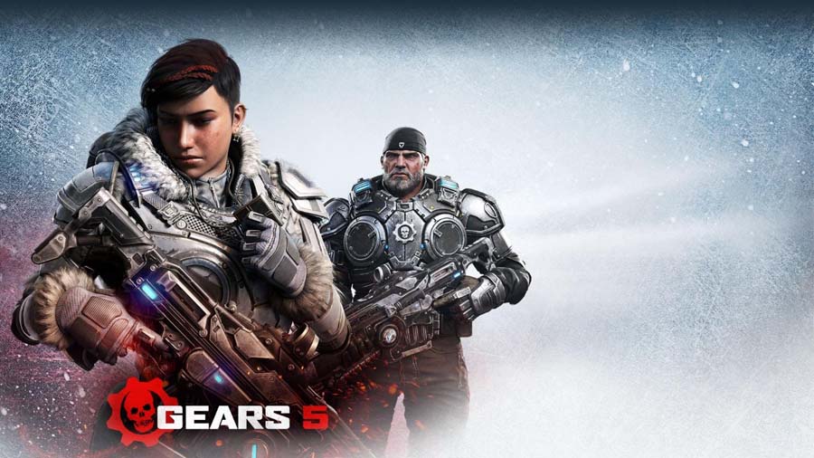 A wallpaper of Gears 5, one of the best Multiplayer Shooter games on Xbox.