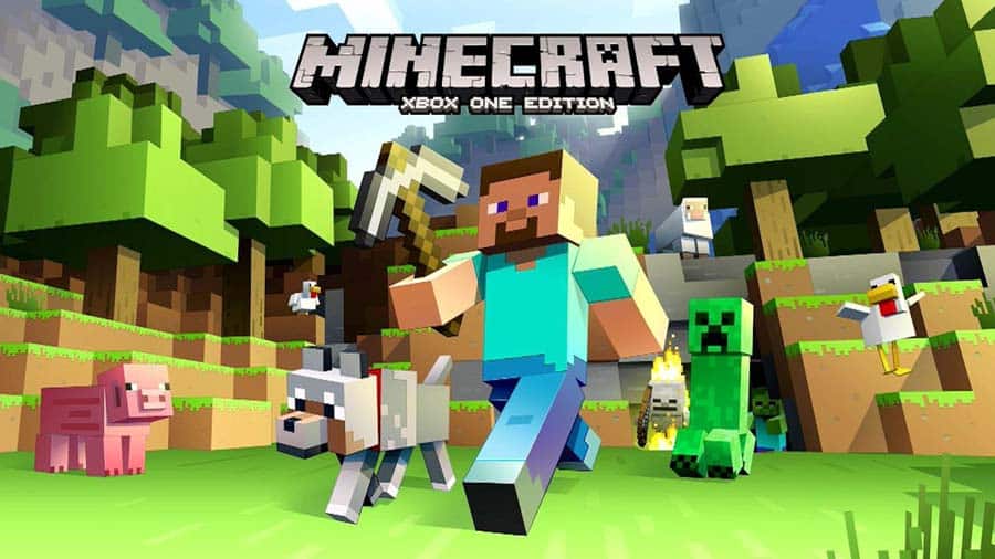 The official cover of Minecraft, one of the best Multiplayer Story Mode games for Xbox.