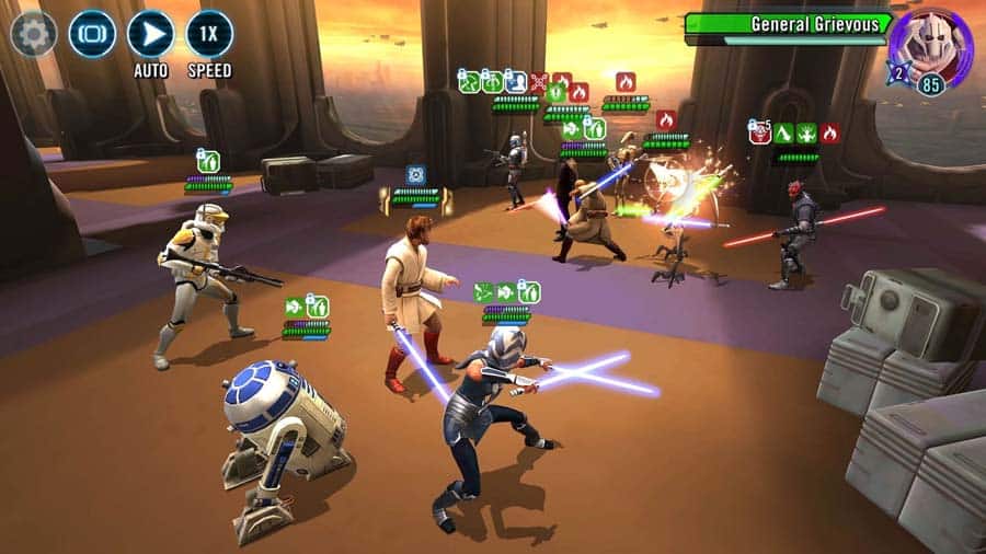 A wallpaper of Star Wars: Galaxy of Heroes, one of the best Multiplayer Strategy games for iOS.