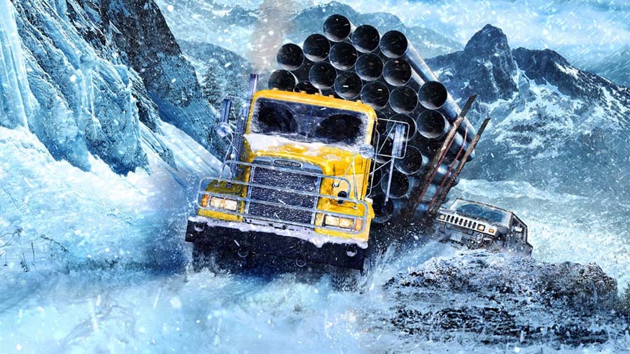 A wallpaper of SnowRunner, one of the best Multiplayer Truck games for PS5.