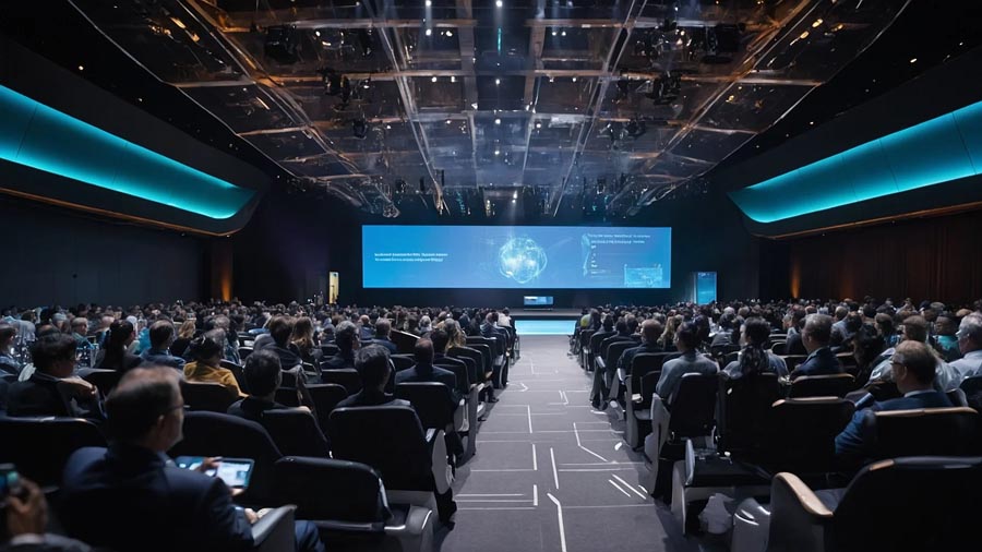 a picture of AI conference hall.