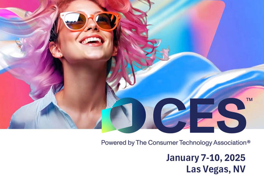 an advertising of CES Digital 2025 poster with a girl character puyying on sunglasses.