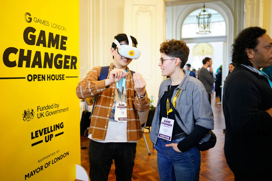 a room  with two boys playing with VR on London Games Festival 2025.