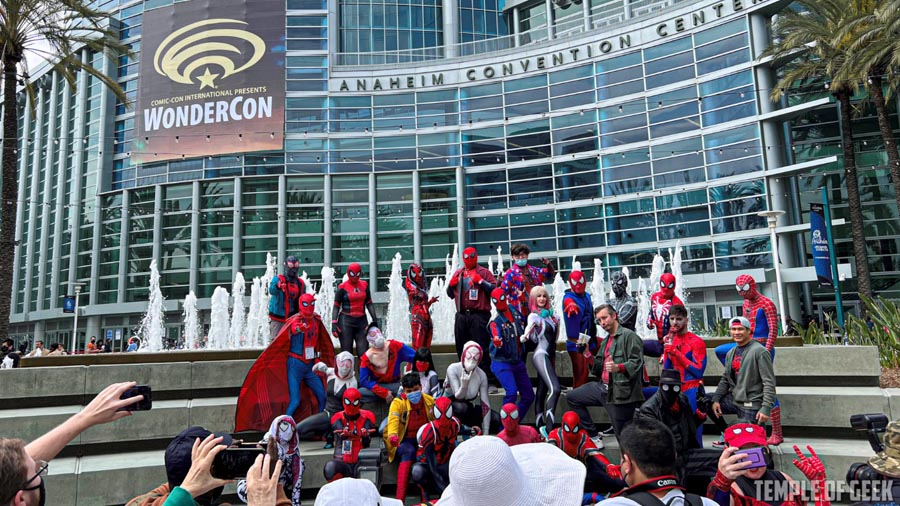 a picture of some people in front of the WonderCon-in-Anaheim-2025 event building.