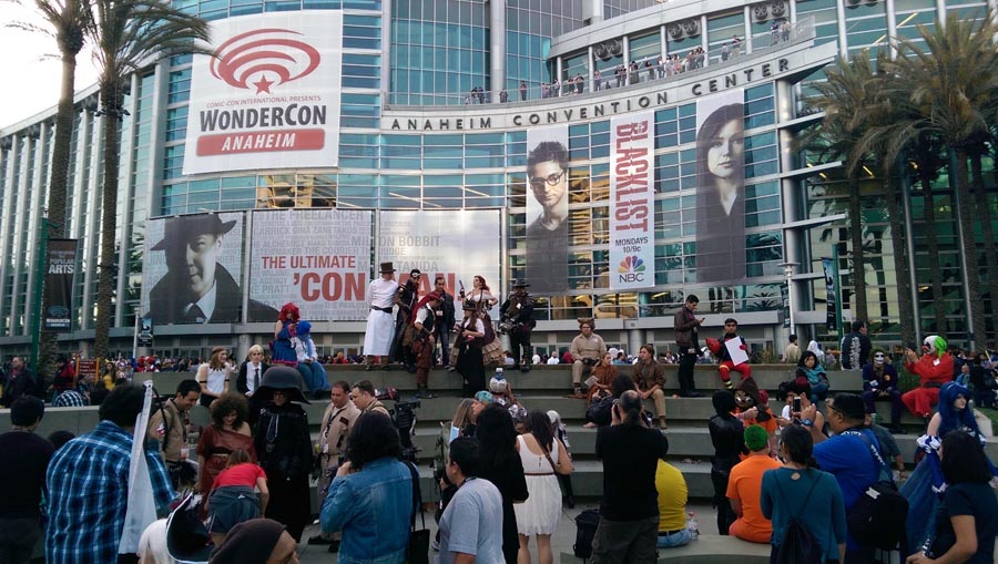 a picture of people standing in front of the building of WonderCon-in-Anaheim 2025 event.