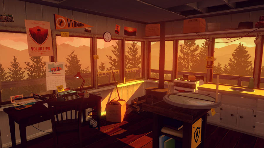 screen play picture of the game Firewatch (2016).