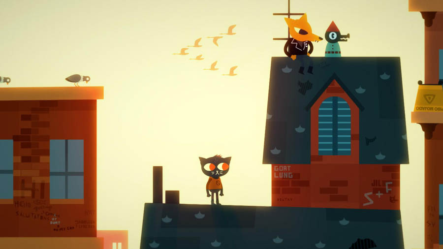 a wallpaper of the game Night in the Woods.