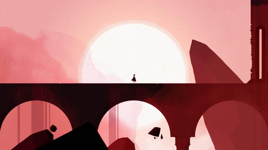 a wallpaper of the game Gris.