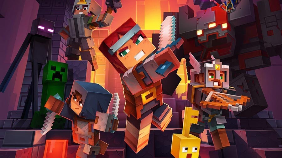 a wallpaper of the game Minecraft Dungeons.