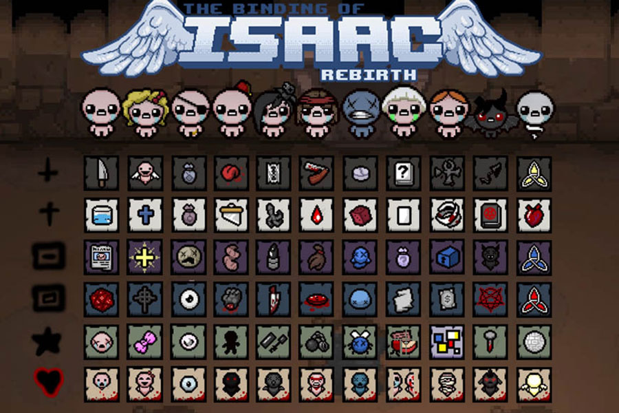 a wallpaper of the game The Binding of Isaac: Rebirth.