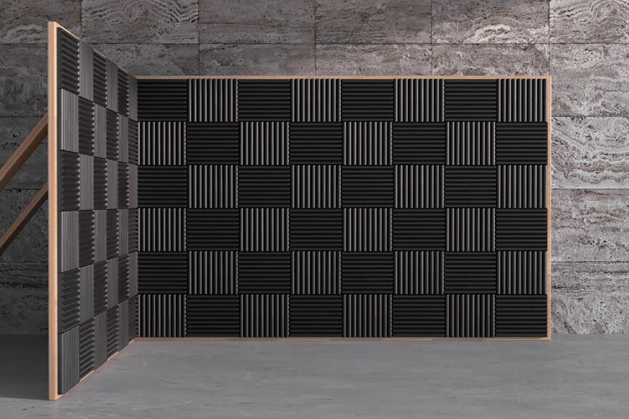 A wall of acoustic panels.