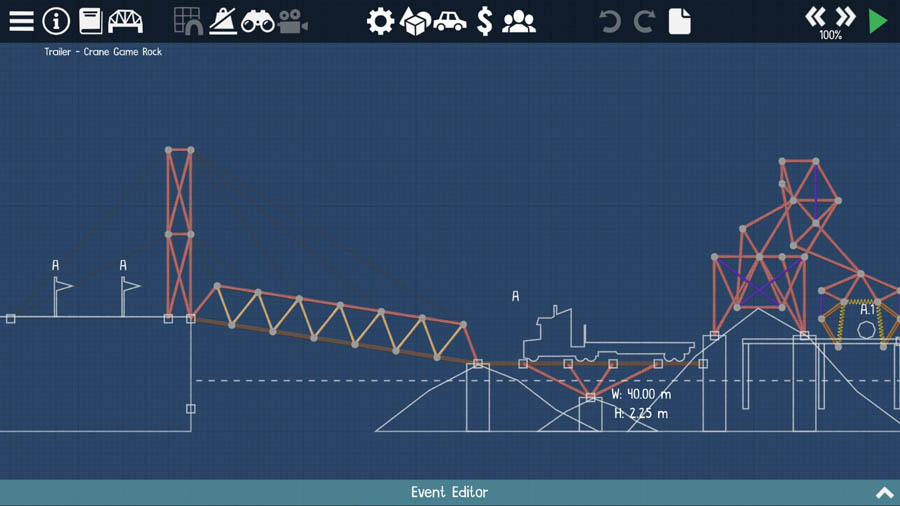 a picture of the game Poly Bridge 2