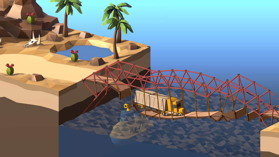 a picture of the game Poly Bridge 2