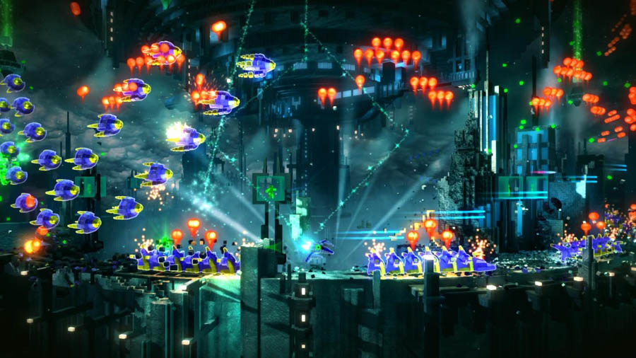 An official wallpaper of Resogun.