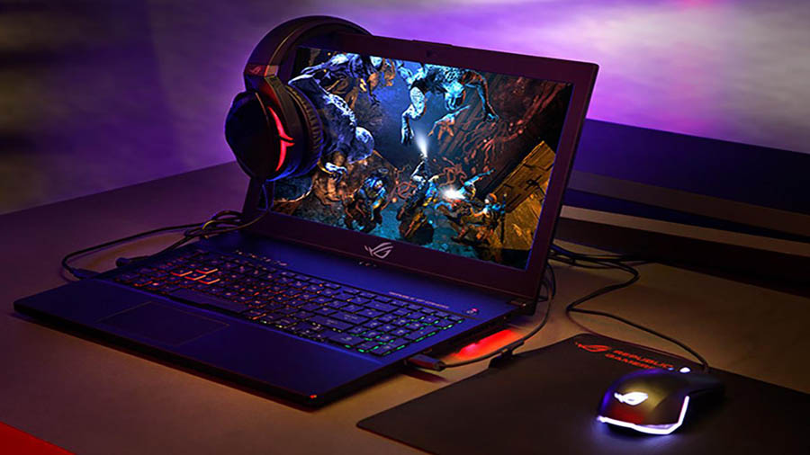 A wallpaper of a gaming laptop.