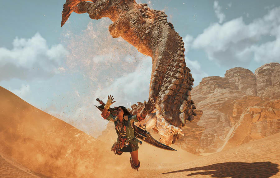 a screenshot from Monster Hunter Wilds capturing an intense fight with a monster.