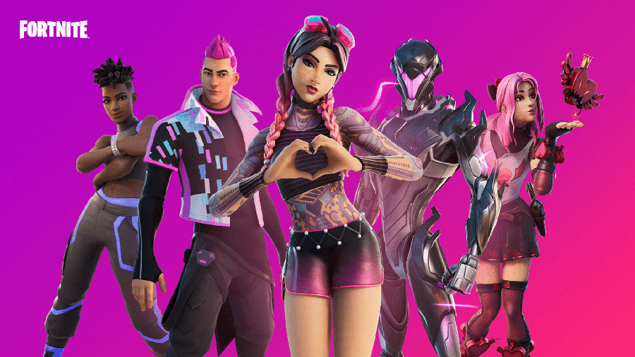 a picture of Fortnite with its different characters.